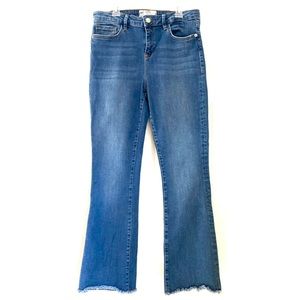 Free People High Waisted Raw Hem Cropped Mom Jeans